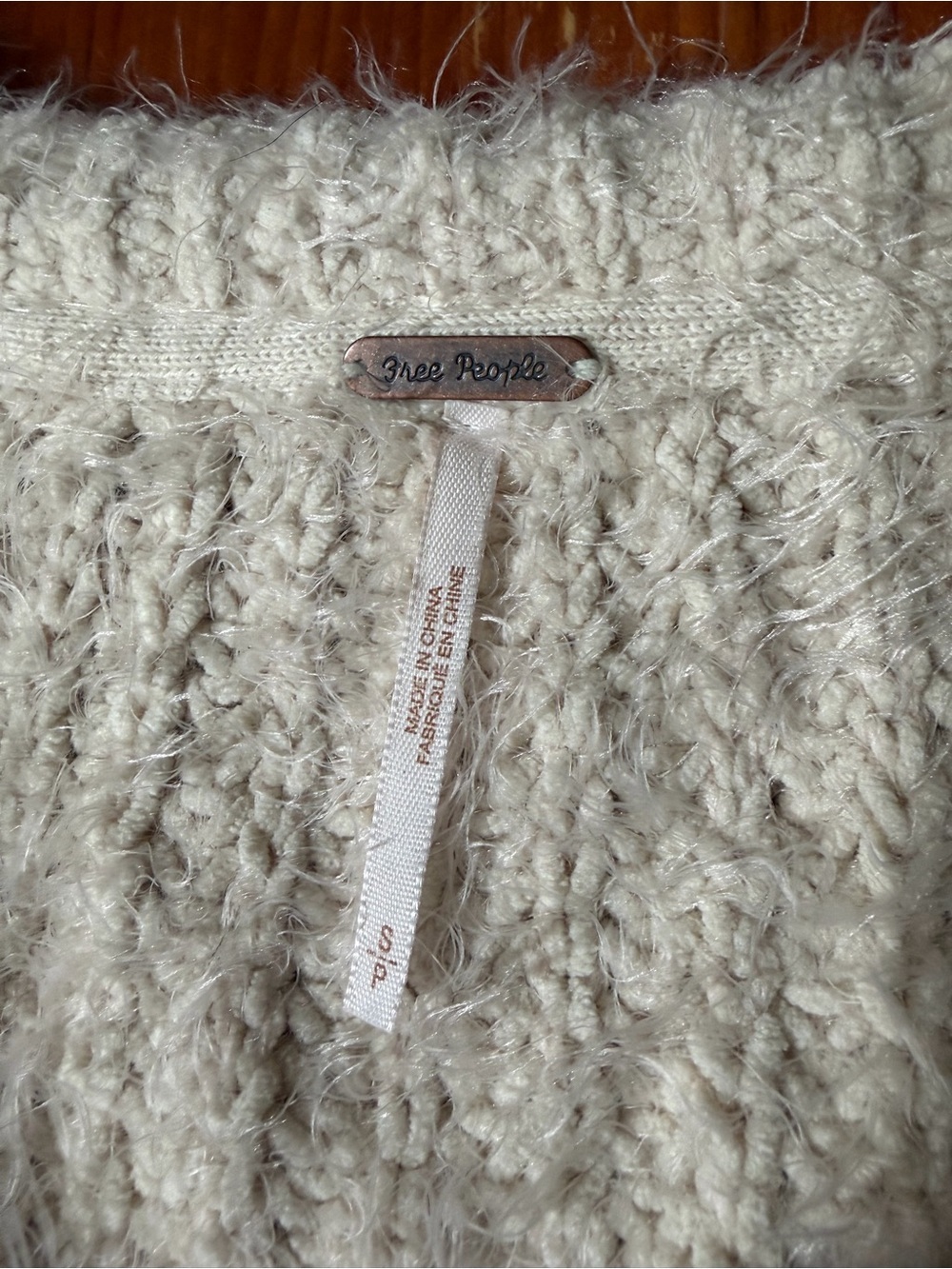 Free People Fuzzy Knit Button Detail Sweater Cream Cozy Pullover Size S - Picture 4 of 4